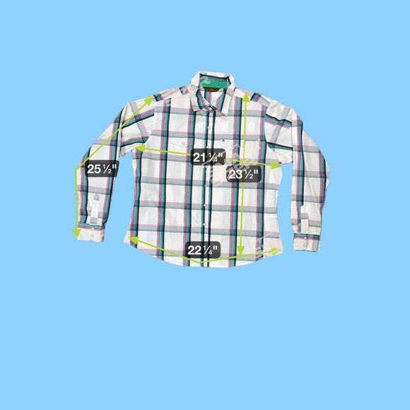 Aura Wrangler Womens Long-Sleeve Plaid Shirt Button Front L 100% Cotton Green - Picture 6 of 6